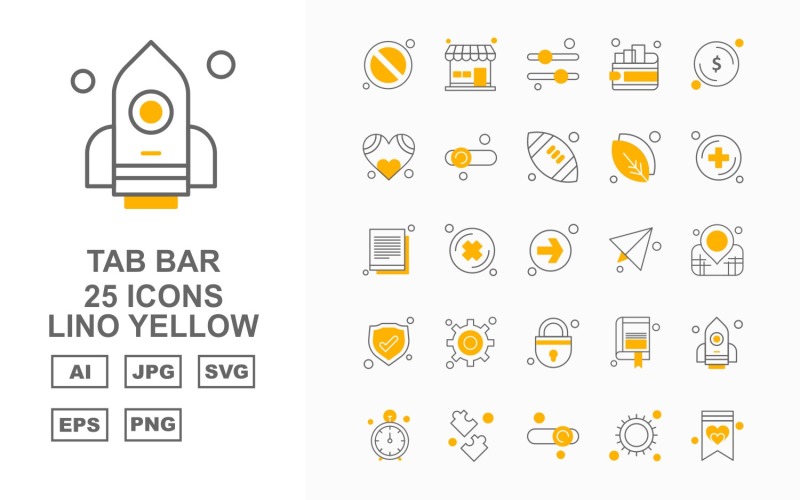 Sada ikon 25 Premium Tab Bar Lino Yellow