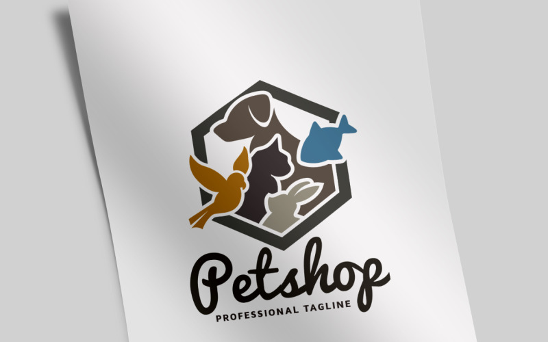 Download Шаблон логотипа "Pet Shop Logo Template" / Pet Shop Logo Template - Шаблон логотипа на тему графика animal,animal food,animals,bird,bold,care,cat,clean,clear,company,dog,domestic,effective,friends,health,iconic,little friend,pet,pet shop,pets