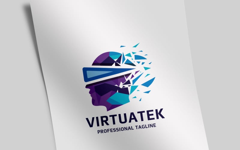 Download Шаблон логотипа "Virtual Human Face Logo Template" / Virtual Human Face Logo Template - Шаблон логотипа на тему графика brain,connection,creative,creativity,development,digital,electronic,face,game,head,human,immersive,innovation,innovative,man,mind,network,pixel,polygon,reality