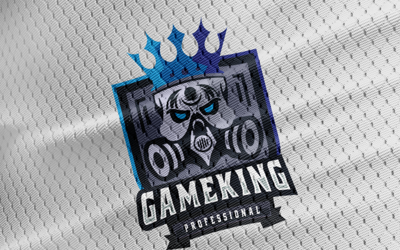 Download Шаблон логотипа "Skull Gamer King Logo Template" / Skull Gamer King Logo Template - Шаблон логотипа на тему графика blue,fortnite,gamers,gaming,ghost,identity,jersey,legend,logo,mascot,mascotlogo,medieval,monster,online games,online gaming,pubg,school,skull,sport,strong