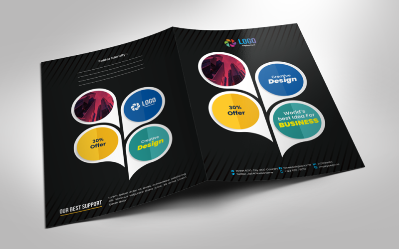 Download Фирменный стиль "Business Presentation Folder - Corporate Identity Template" / Business Presentation Folder - Corporate Identity Template - Фирменный стиль на тему графика black,blue,both side design,business card,creative,design,flyer,graphic,green,landscape,logo,magazine,modern,modern design,official,presentation,print,print ready,professional,simple