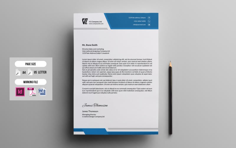 Hlavičkový papír Jhone - šablona Corporate Identity