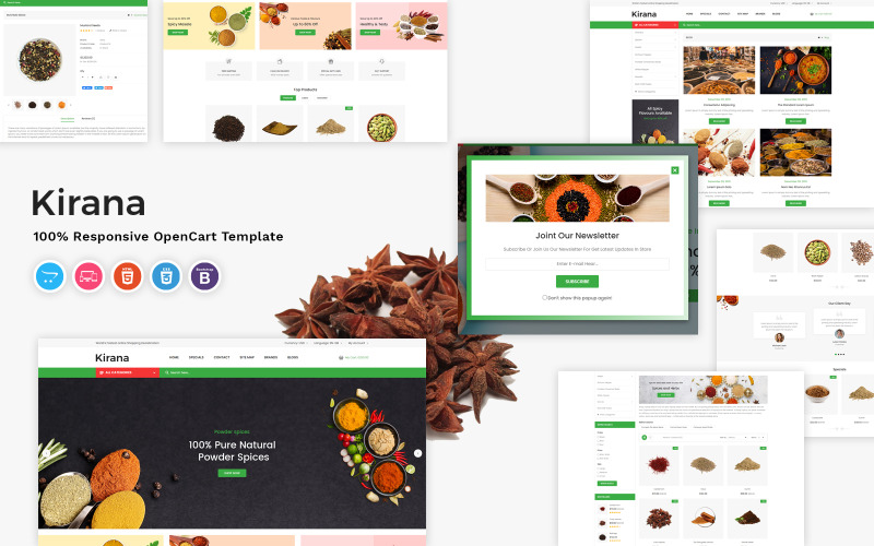 Kirana - OpenCart-sjabloon voor boodschappen