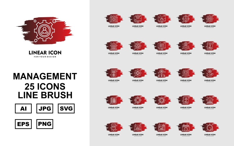 Download Набор иконок "25 Premium Management Line Brush Icon Set" / 25 Premium Management Line Brush Icon Set - Набор иконок на тему business briefcase,setting,document,home,mobile,laptop,browser,calendar,clock,lcd,target,house,hand,icon,icons