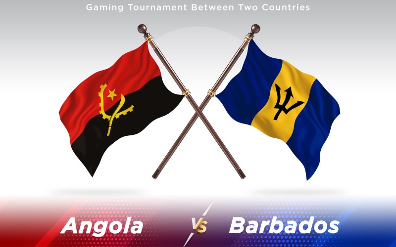 安哥拉与巴巴多斯两个国家的旗帜-光栅插图