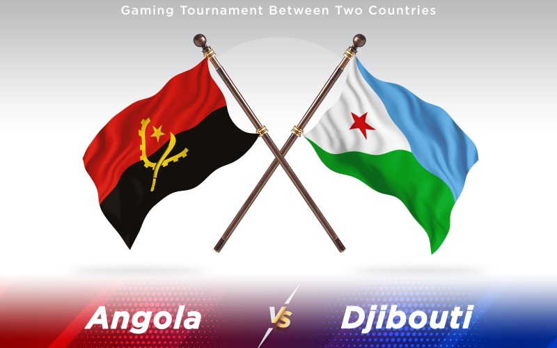 Angola Cibuti'ye Karşı İki Ülke Bayrağı - İllüstrasyon