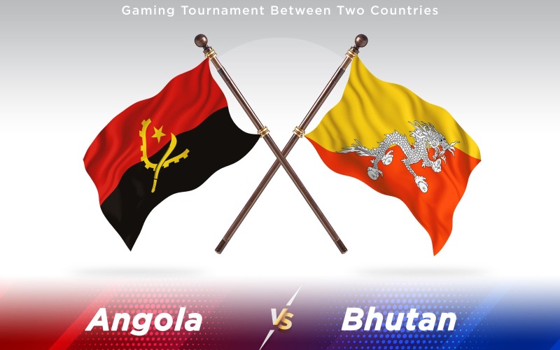 Angola versus banderas de dos países de Bután - ilustración