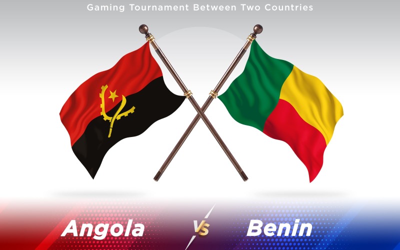 Angola versus Benin Two Countries Flags - Illustration