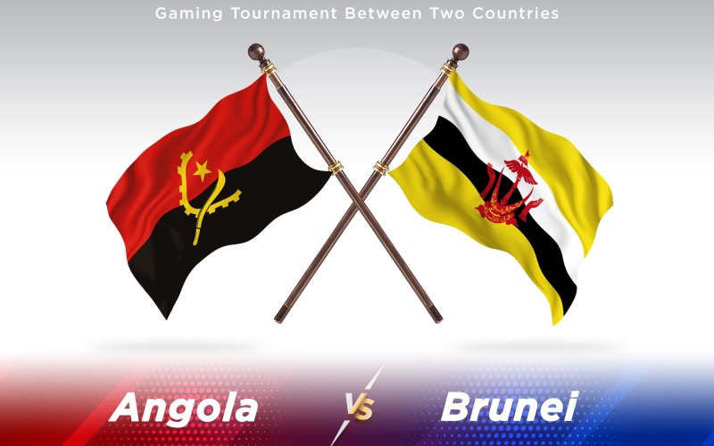 Angola versus Brunei  Two Countries Flags - Illustration