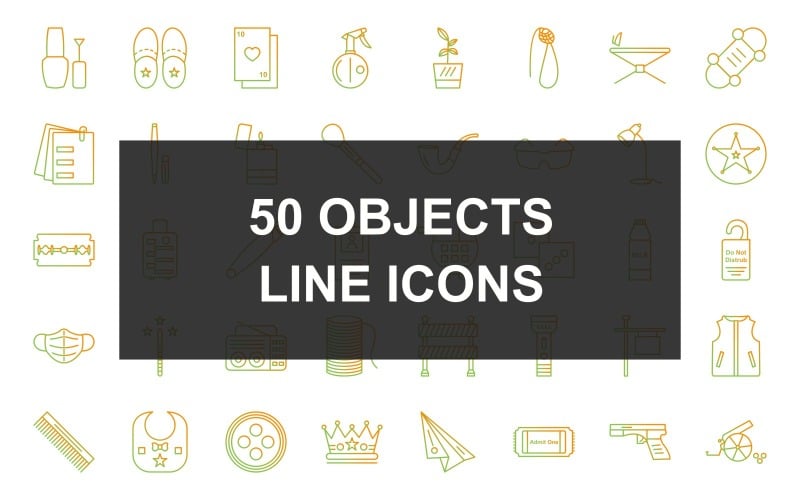 Ensemble d'icônes de dégradé de ligne de 50 objets