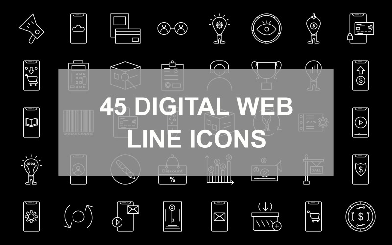 Sada 45 obrácených digitálních webových linek