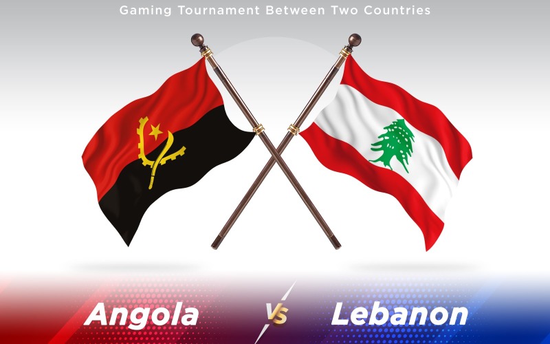 安哥拉与黎巴嫩两个国家的旗帜-光栅插图