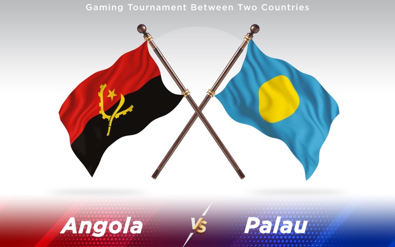安哥拉与帕劳两个国家的国旗-光栅插图