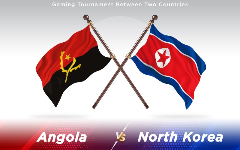 Angola versus banderas de dos países de Corea del norte - ilustración