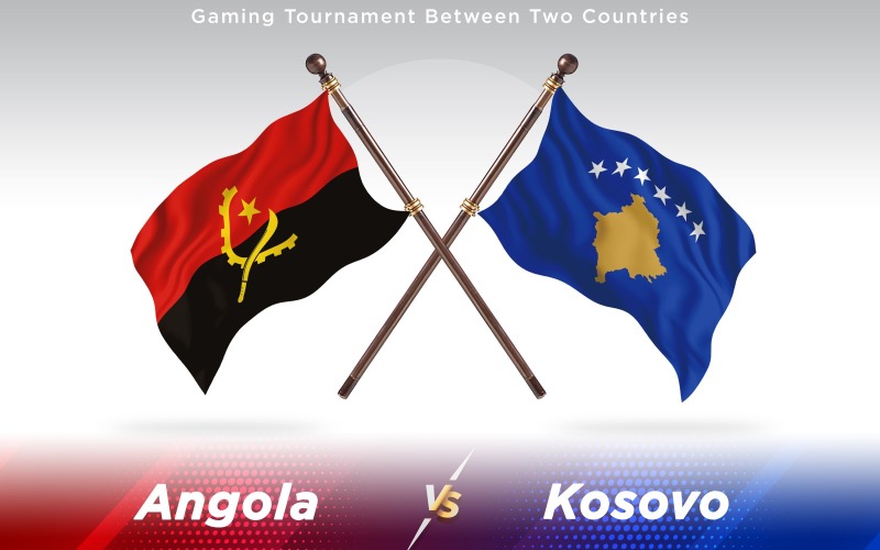 Angola versus Kosovo Two Countries Flags - Illustration