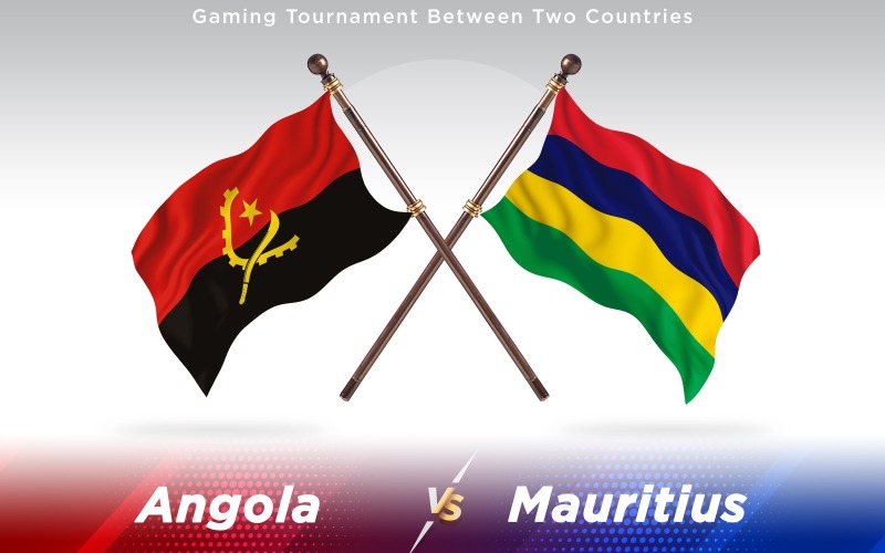 Angola versus Mauritius Two Countries Flags - Illustration
