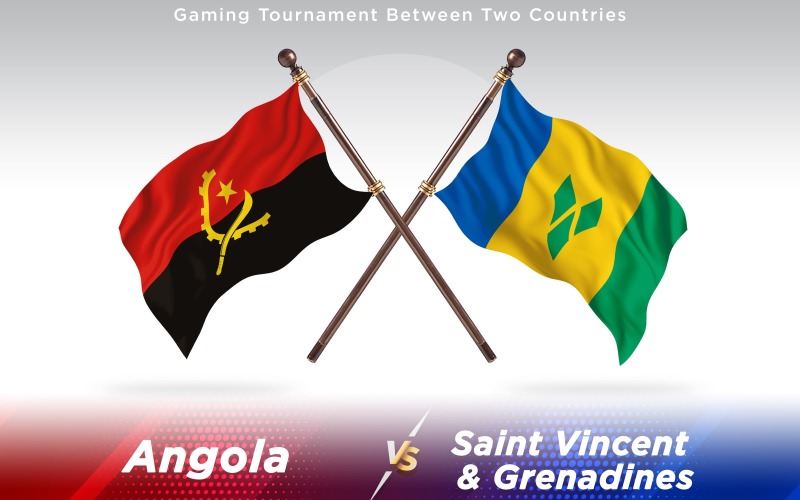 Angola versus Saint Vincent & Grenadines Two Countries Flags - Illustration