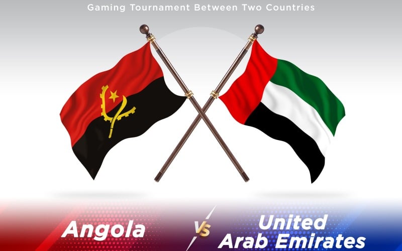 Angola frente a banderas de dos países de Emiratos Árabes Unidos - ilustración