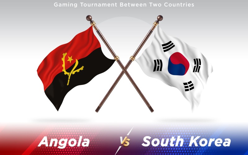 Angola kontra Dél-Korea két ország zászlói - illusztráció