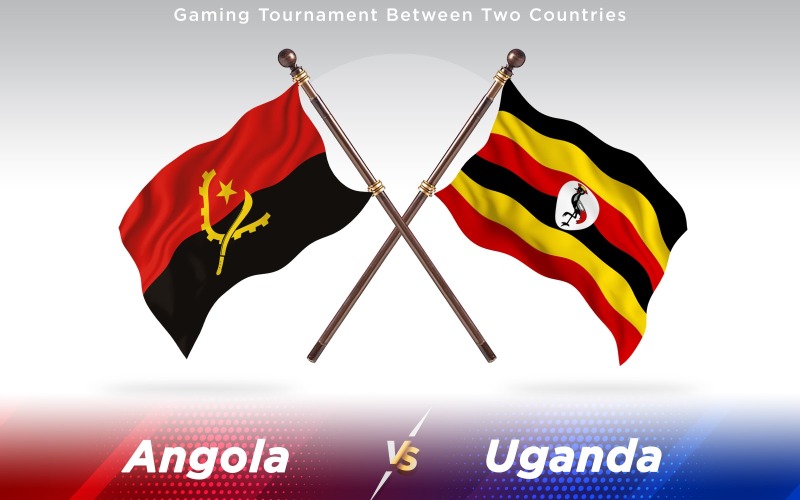 Angola kontra Ugandas två länder flaggor - Illustration