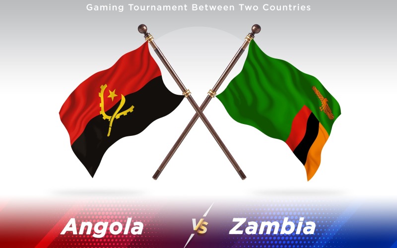 Angola kontra Zambia két ország zászlói - illusztráció