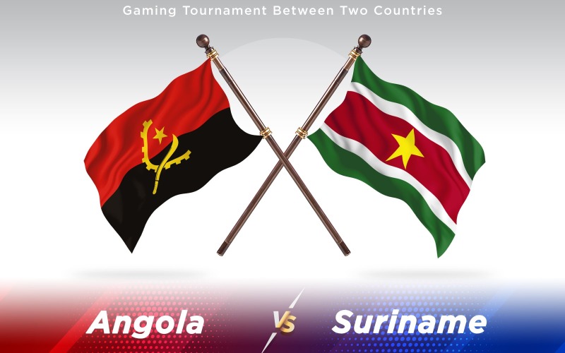 Angola versus banderas de dos países de Surinam - Ilustración