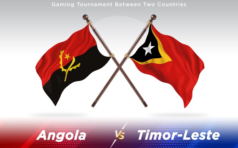 Angola versus Timor-Leste Two Countries Flags - Illustration