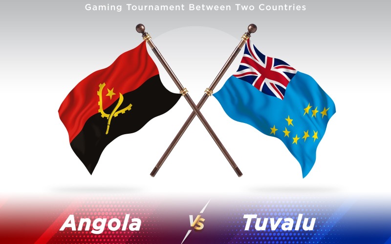 Angola versus Tuvalu Two Countries Flags - Illustration