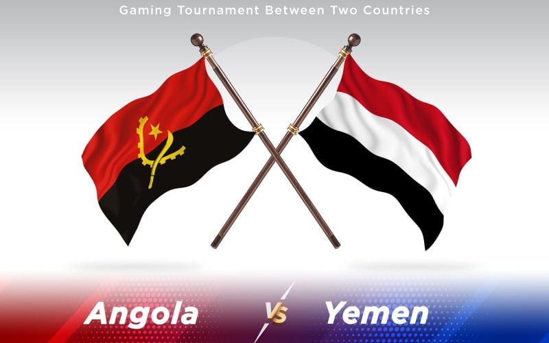 Angola versus Yemen Two Countries Flags - Illustration