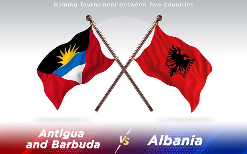 Антигуа против флагов двух стран Албании - Иллюстрация
