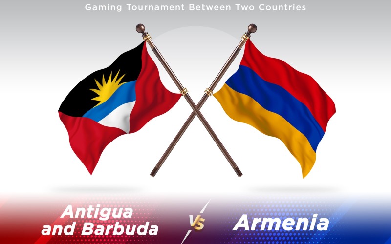 Antigua versus Armenia Two Countries Flags - Illustration