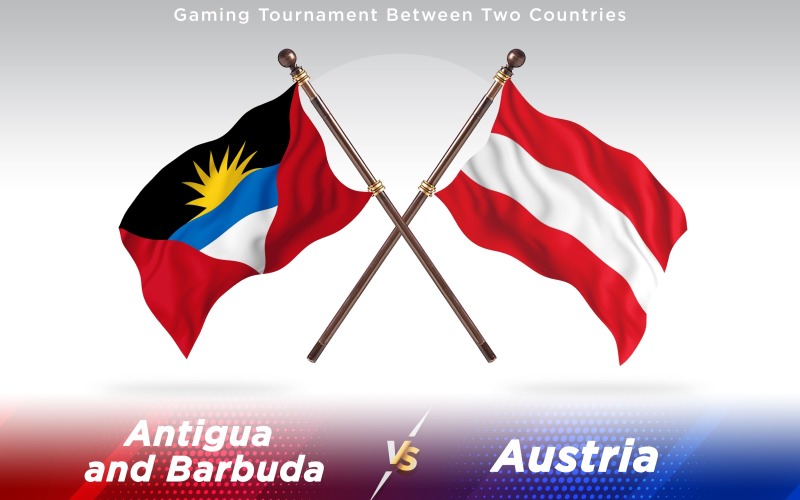 Antigua versus Austria Two Countries Flags - Illustration