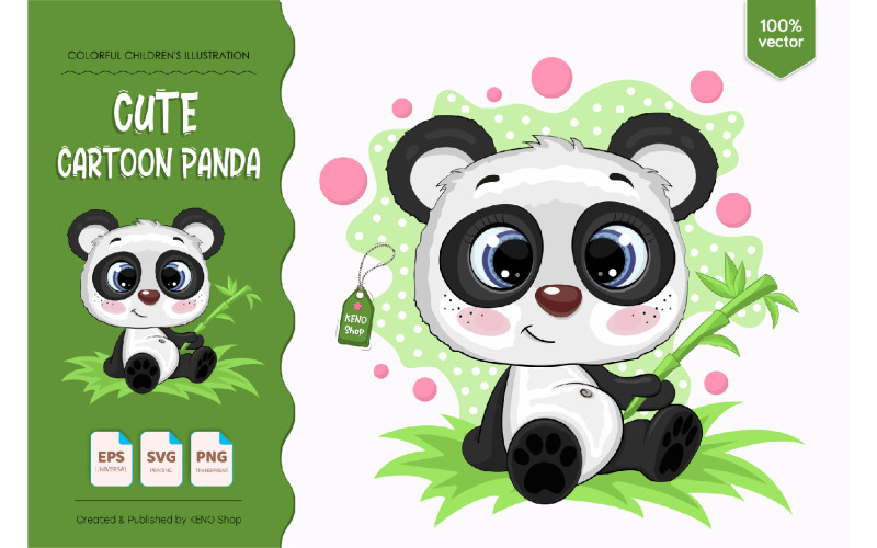 Cute Cartoon Panda - imagem vetorial