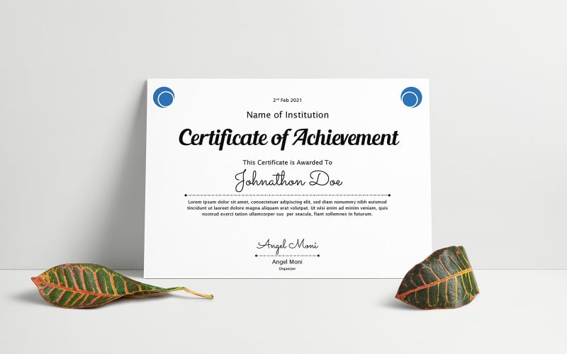 Download Шаблон сертификата "Angel Moni Certificate Template" / Angel Moni Certificate Template - Шаблон сертификата на тему графика achievement,acknowledgement,appraisal appreciation,award,certificate word,certification,corporate,corporate certificate,rewards,ms word,diploma,employee,employee certificate,excellence,frame,