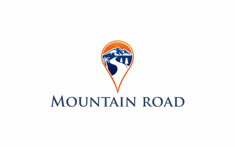 Download Шаблон логотипа "Mountain road Logo Template" / Mountain road Logo Template - Шаблон логотипа на тему графика road,mountain,landscape,travel,nature,forest,summer,tree,transportation,winding,peak,empty,outdoor,tourism,green,grass,beautiful,line,background,snow