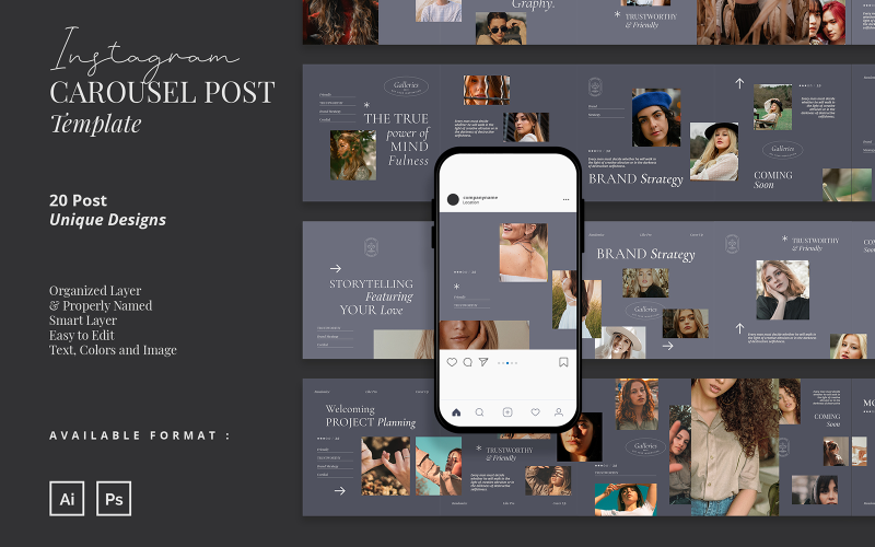 Download Шаблон для соцсетей "Natural Elegant Instagram Carousel Post Template for Social Media" / Natural Elegant Instagram Carousel Post Template for Social Media - Шаблон для соцсетей на тему графика natural,elegant,instagram carousel,post template,instagram for business,personal instagram,catalogue,online gallery,graphic display,social media design,template,design,fashion,photography,pro