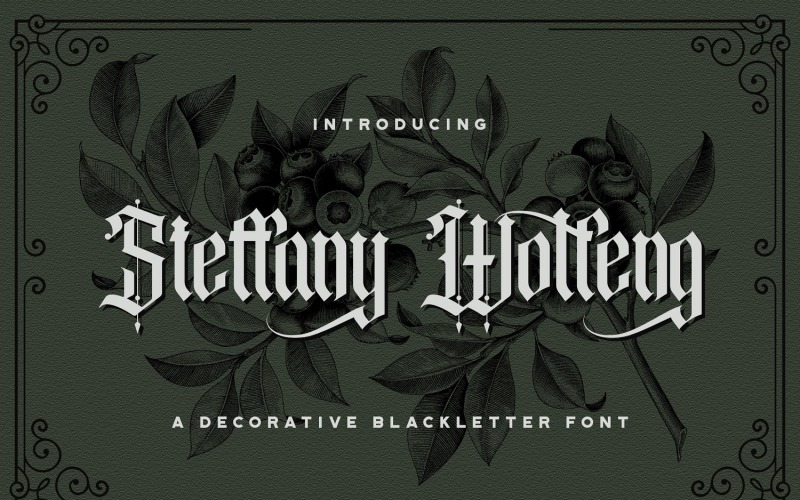 Download Шрифт "Steffany Wolfeng - Blackletter Font" / Steffany Wolfeng - Blackletter Font - Шрифт на тему графика blackletter,tattoo,gothic,decorative,display,medieval,fraktur,handdrawn,handlettering,calligraphy,lettering,brush,graffiti