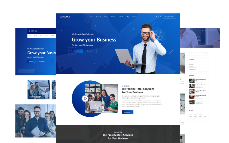 Bizzmug - Multifunctionele zakelijke HTML-websitesjabloon