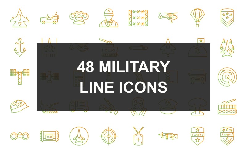 48 militaire lijn verloop pictogramserie