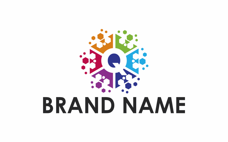 Modello di logo esagonale lettera Q.