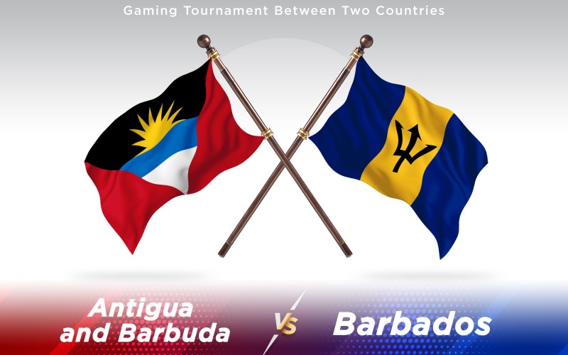 Antigua versus banderas de dos países de Barbados - ilustración
