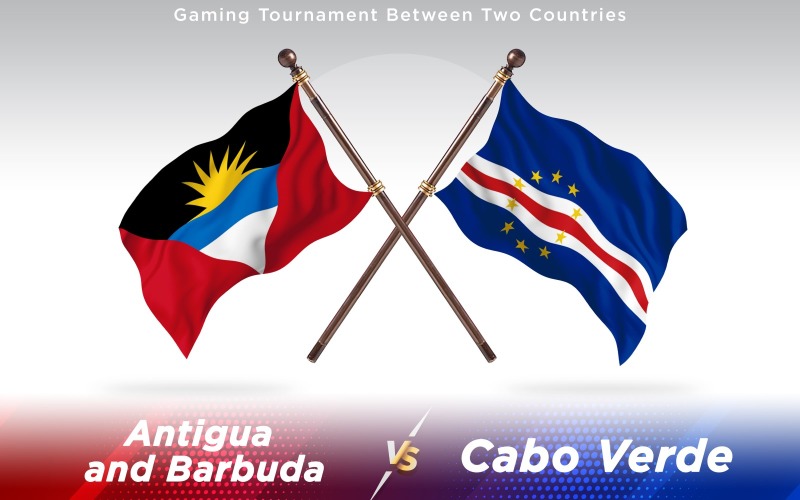 Antigua versus Cabo Verde Two Countries Flags - Illustration