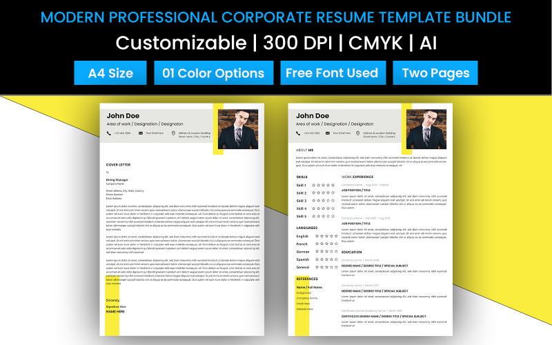 Download Резюме "Clean Corporate Resume Template" / Clean Corporate Resume Template - Резюме на тему графика resume,cv,modern,template,employee,employer,clean,minimal,corporate,a4 size,ai,professional,company,engineer,software developer,designer,executive,marketing,illustrator,grey