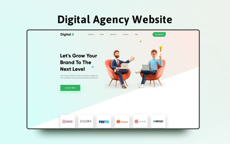 Éléments de l'interface utilisateur du site Web de l'agence numérique