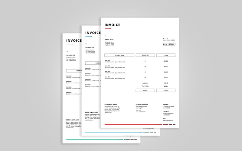 Download Фирменный стиль "Invoice - Corporate Identity Template" / Invoice - Corporate Identity Template - Фирменный стиль на тему графика invoice,company,billing,form,receipt,clean,minimal,simple,modern,red,blue,word,psd,design,business,corporate