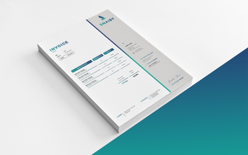 Download Фирменный стиль "Snaiby Invoice - Corporate Identity Template" / Snaiby Invoice - Corporate Identity Template - Фирменный стиль на тему графика invoice,corporate,business,clean,minimal,creative,simple,billing,form,receipt,admin,multipurpose,modern,a4,us letter,word,psd