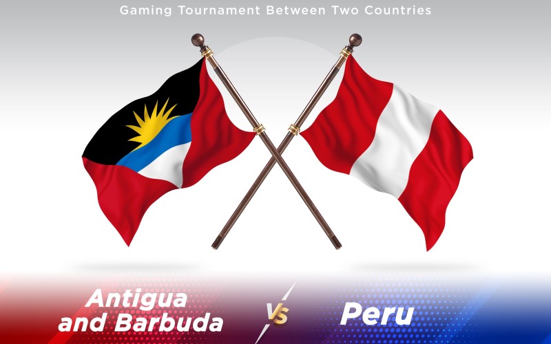 安提瓜与秘鲁两个国家的旗帜-光栅插图