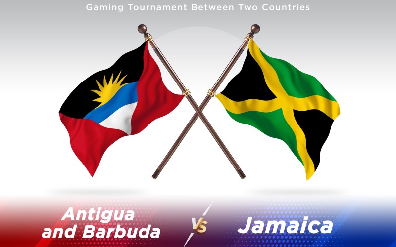 Antigua kontra Jamaica två länder flaggor - Illustration