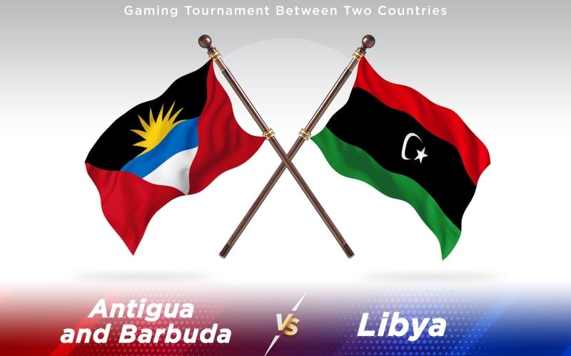 Antigua kontra Líbia két ország zászlói - illusztráció