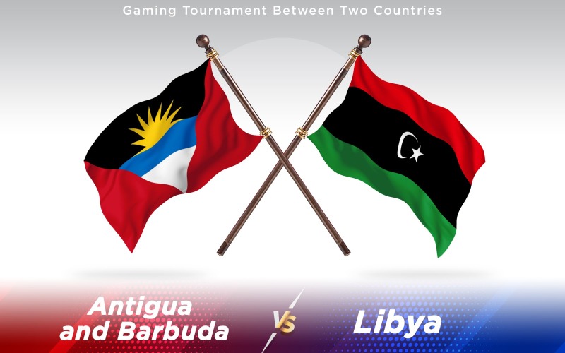 Antigua kontra Libyen två länder flaggor - Illustration